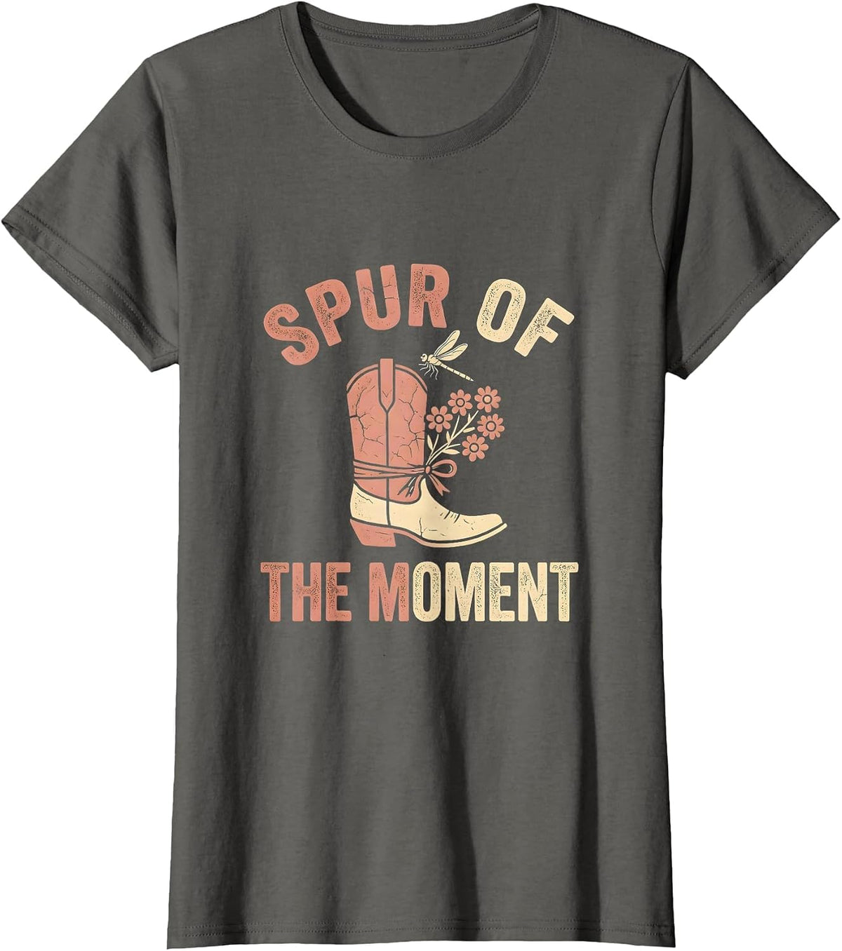 Women's Spur of the Moment Rodeo Cowgirl Design T-Shirt - Asphalt Grey