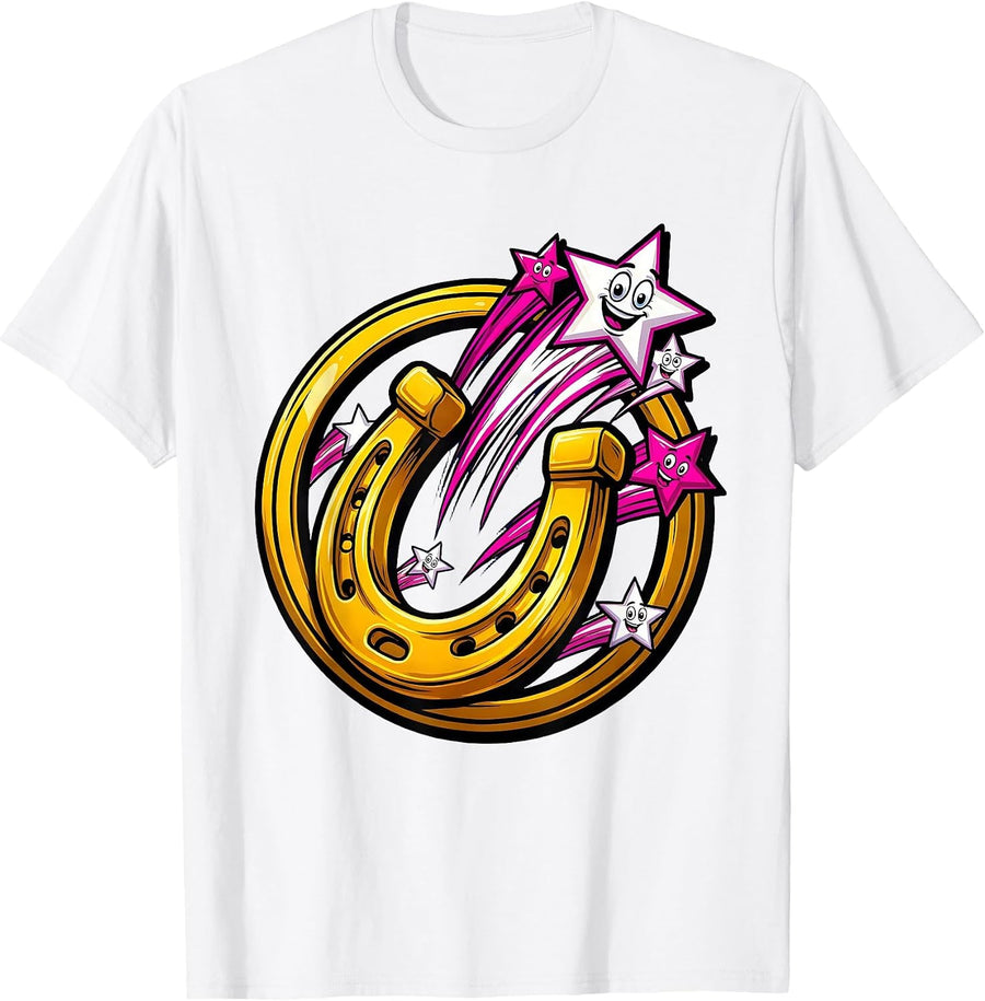 Men's Lucky Stars Horseshoe Autism Awareness Design T-Shirt - White
