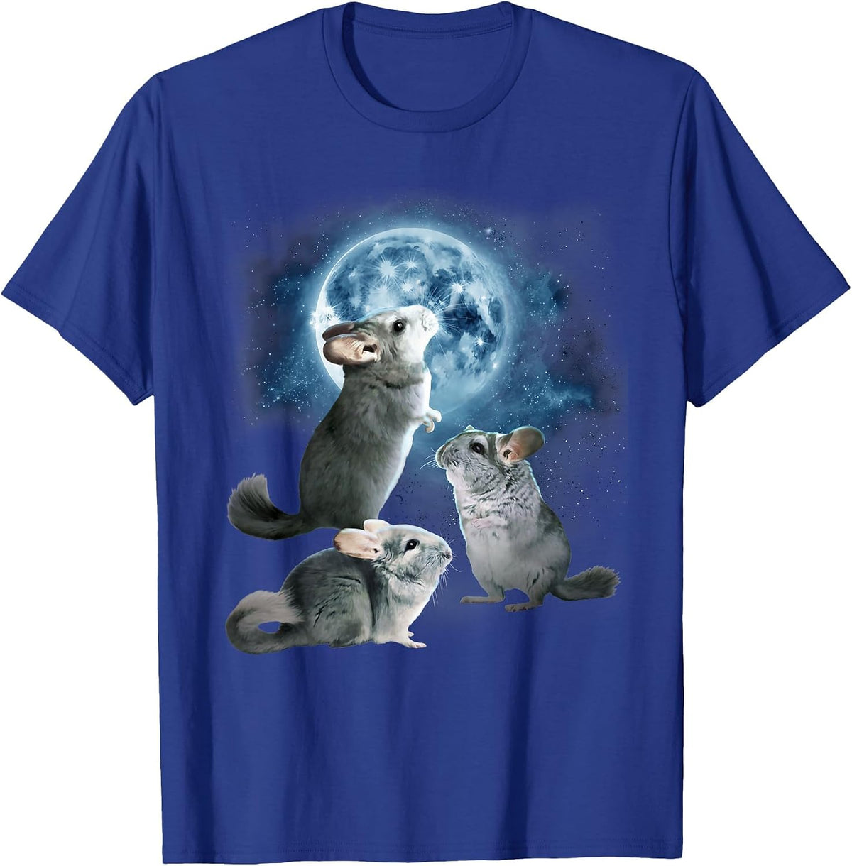 Funny Chinchilla Shirt - Chinchillas Howling at the Moon T-Shirt - Royal Blue