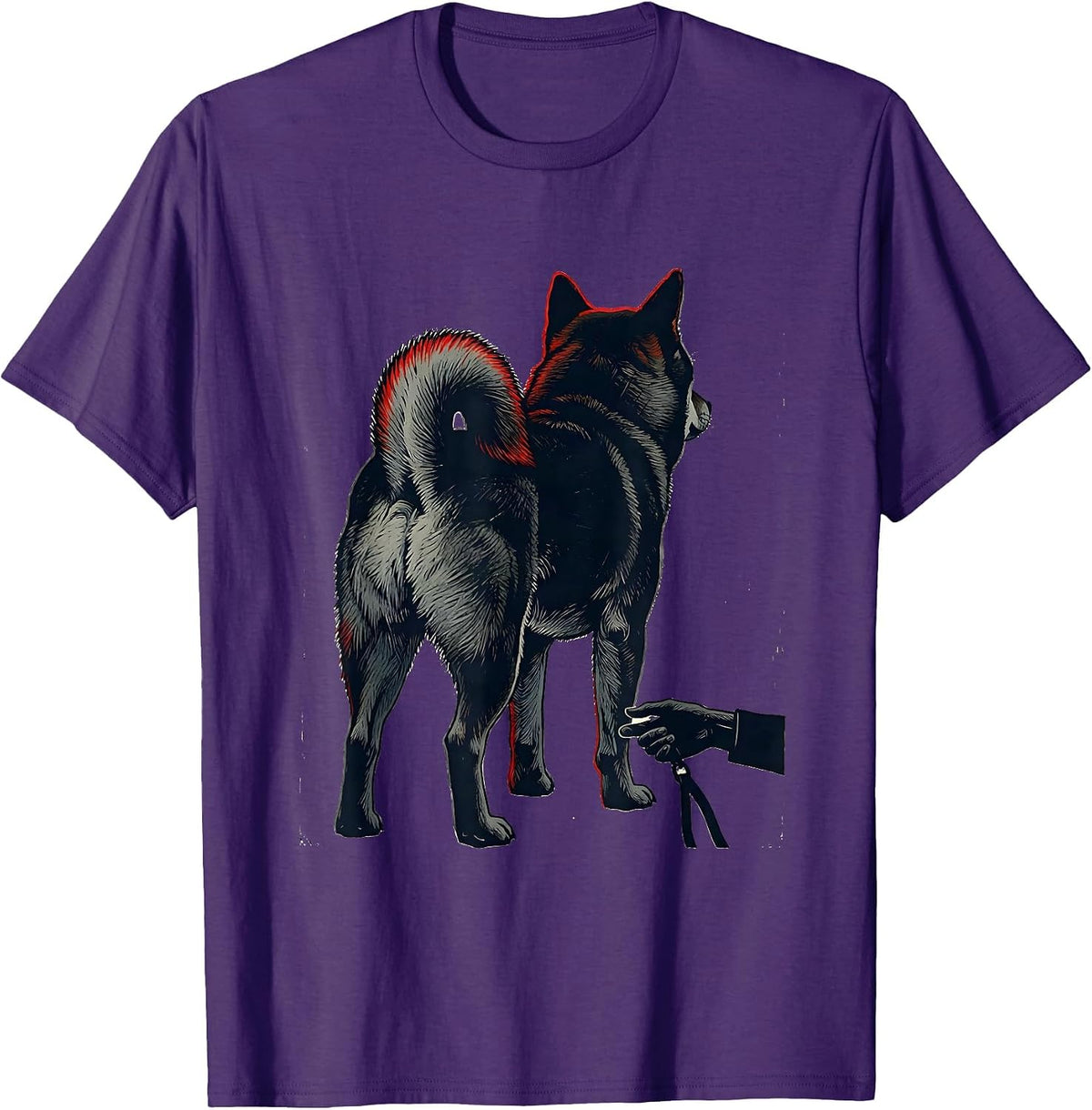 Men's Shiba Inu Linocut Funny Dog Lover Gift T-Shirt - Purple