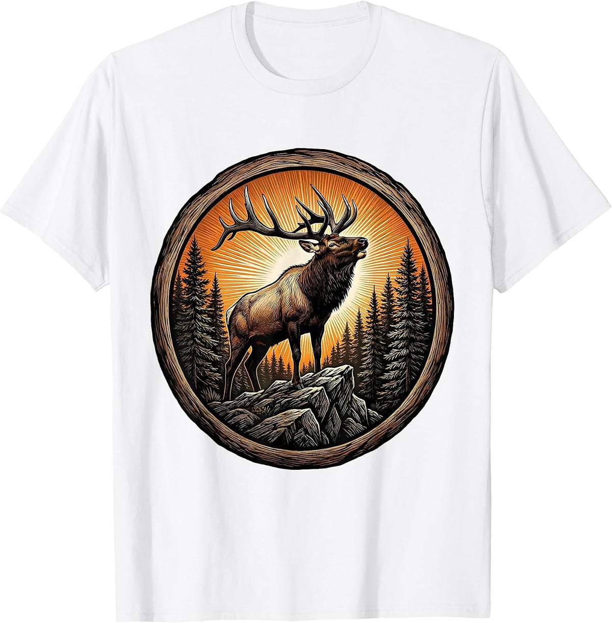 Men's Elk Bugling at Sunset Wildlife Nature Design T-Shirt - White