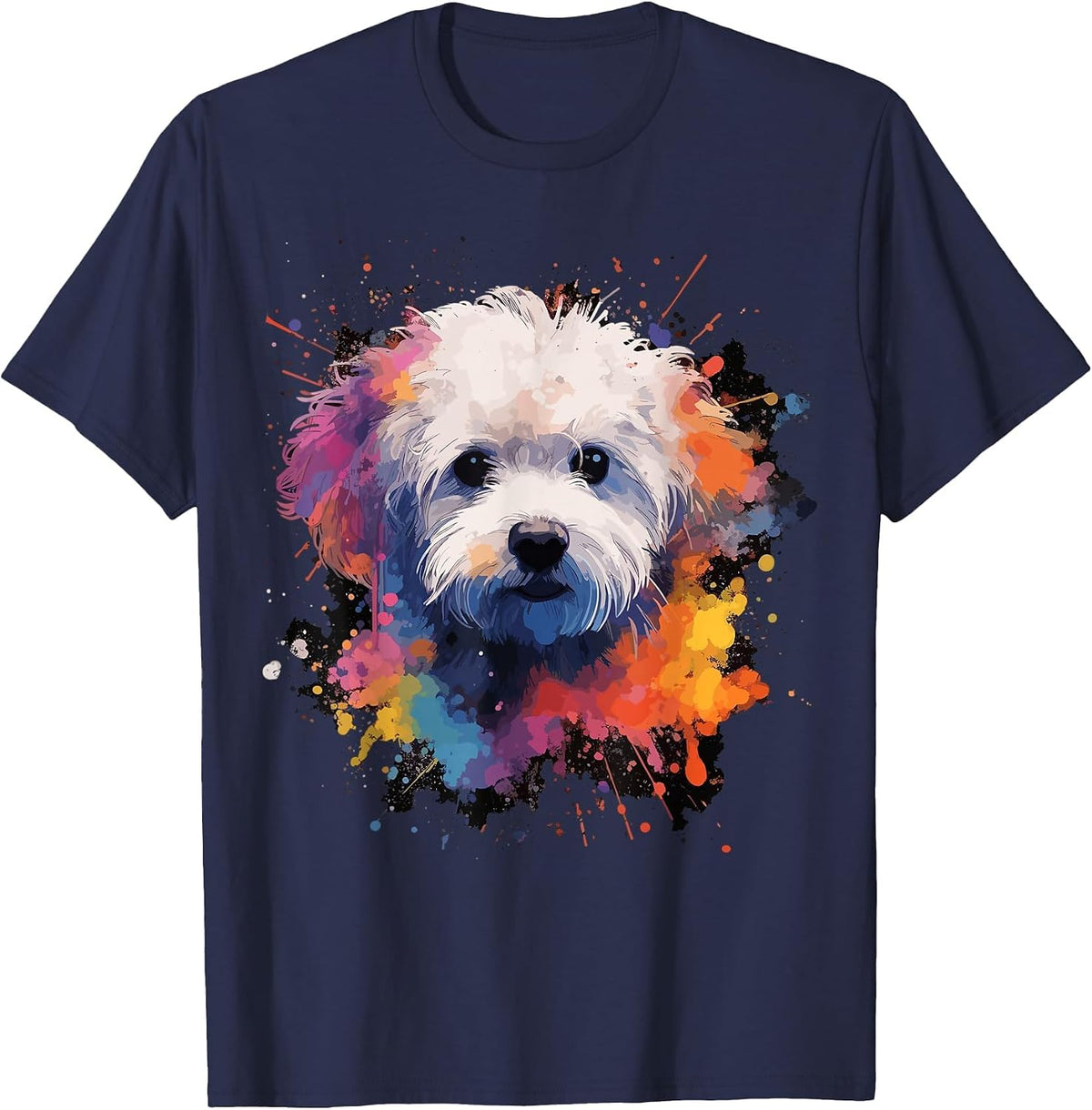 Bichon Frise Dog T-Shirt - Navy Blue