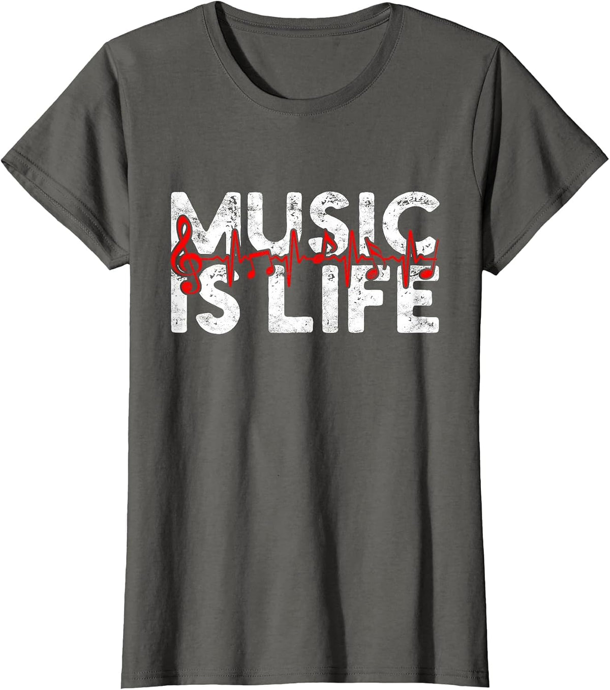 Music is Life T-Shirt - Asphalt Grey