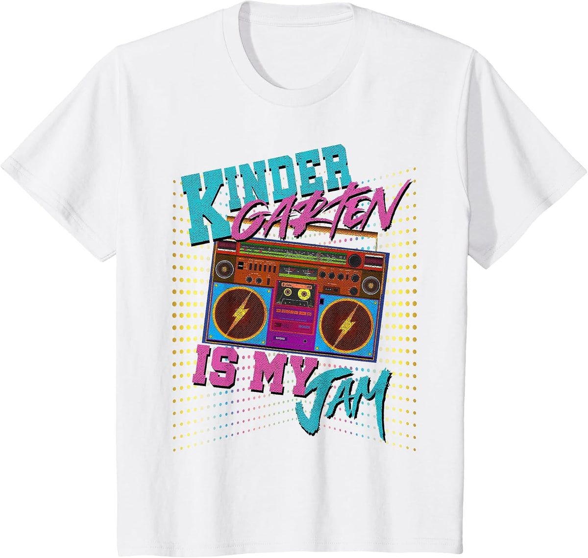 Kindergarten is My Jam 80s Vintage Boombox Student Teacher T-Shirt - White