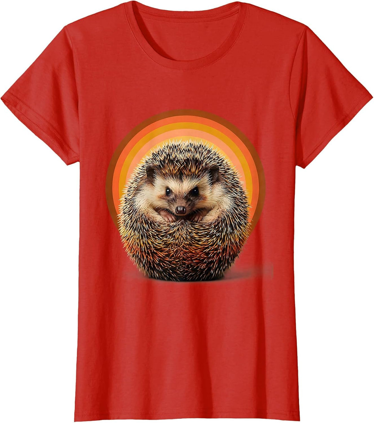 Women's Curled Hedgehog Nope Not Today Graphic T-Shirt - Red