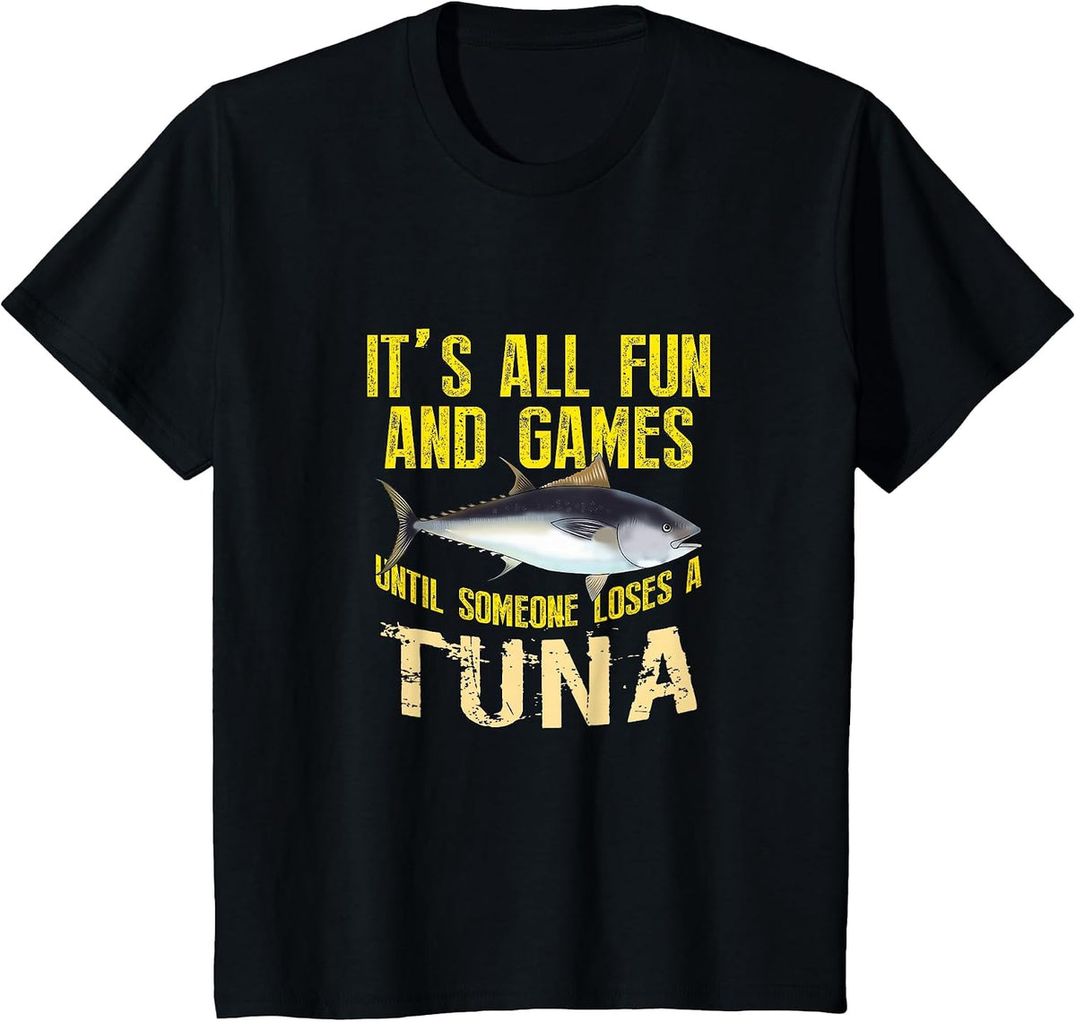 Funny Tuna Fishing Graphic Saltwater Fish Men Women Kid T-Shirt - Black