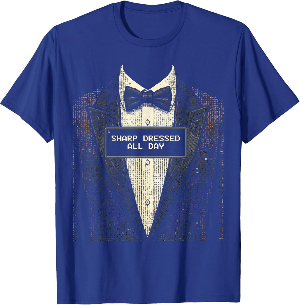 Sharp Dressed All Day Tuxedo Graphic Design T-Shirt - Royal Blue
