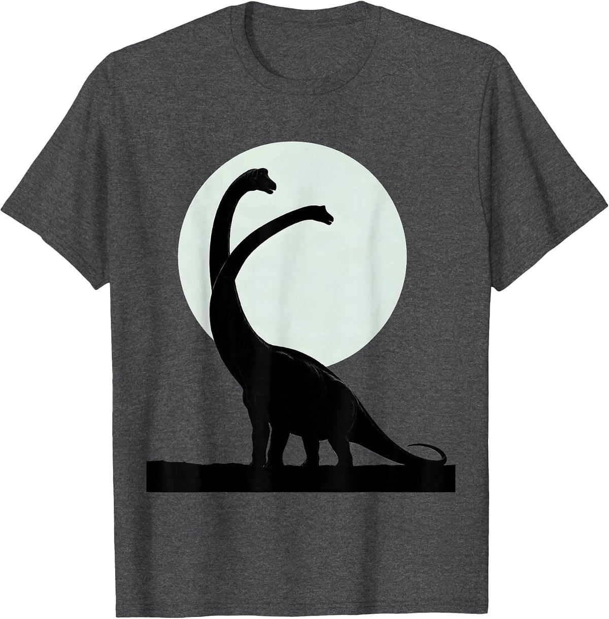 Men's Diplodocus Full Moon Night Sky Dinosaur T-Shirt - Dark Heather Grey