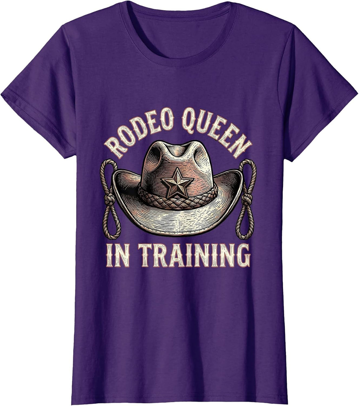 Women's Rodeo Queen In Training Girls Cowgirl Design T-Shirt - Purple