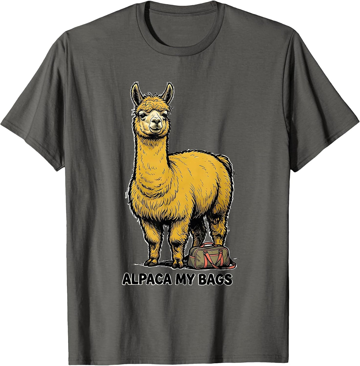 Men's Alpaca My Bags Funny Alpaca Humor Animal Lover Gift T-Shirt - Asphalt Grey