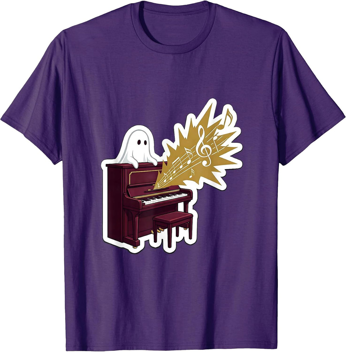 Calm Sheet Ghost Piano Music Teacher Halloween Humor T-Shirt - Purple