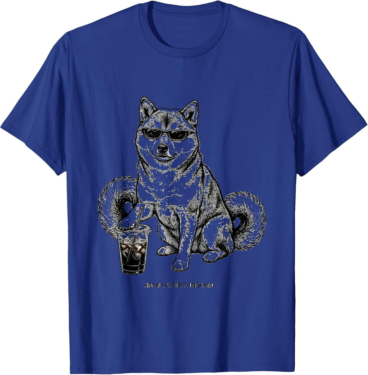 Shiba Inu Iced Coffee Unbothered Funny Dog Lover Meme T-Shirt - Royal Blue