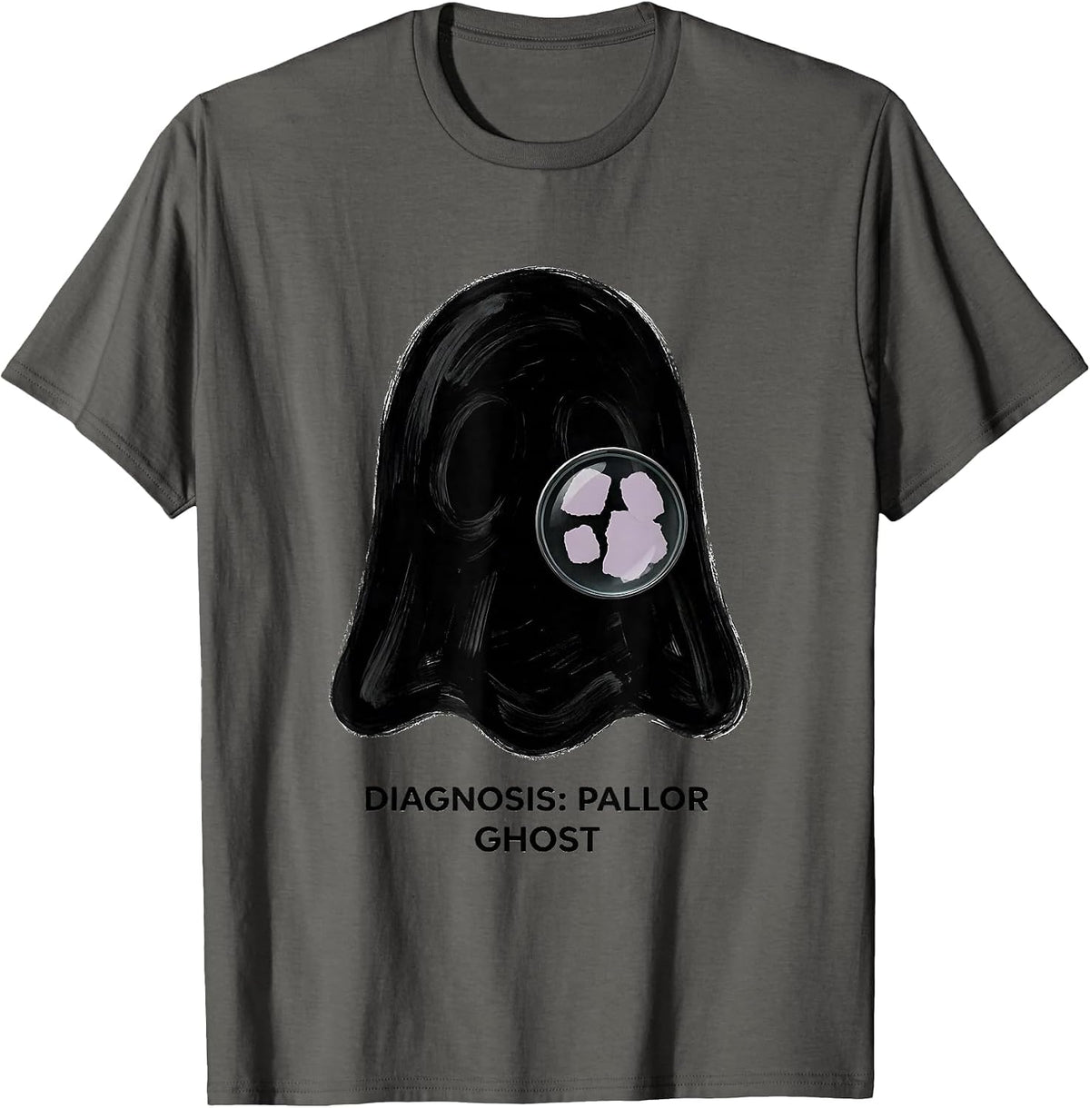 Diagnosis: Pallor, Ghost Funny Dermatology Halloween T-Shirt - Asphalt Grey