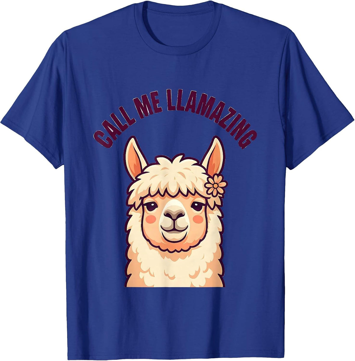 Call Me Llamazing Cute Kawaii Alpaca Pun Novelty Humor T-Shirt - Royal Blue