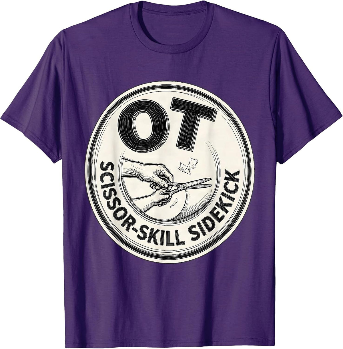 OT, Scissor-Skill Sidekick Occupational Therapy Pediatric T-Shirt - Purple