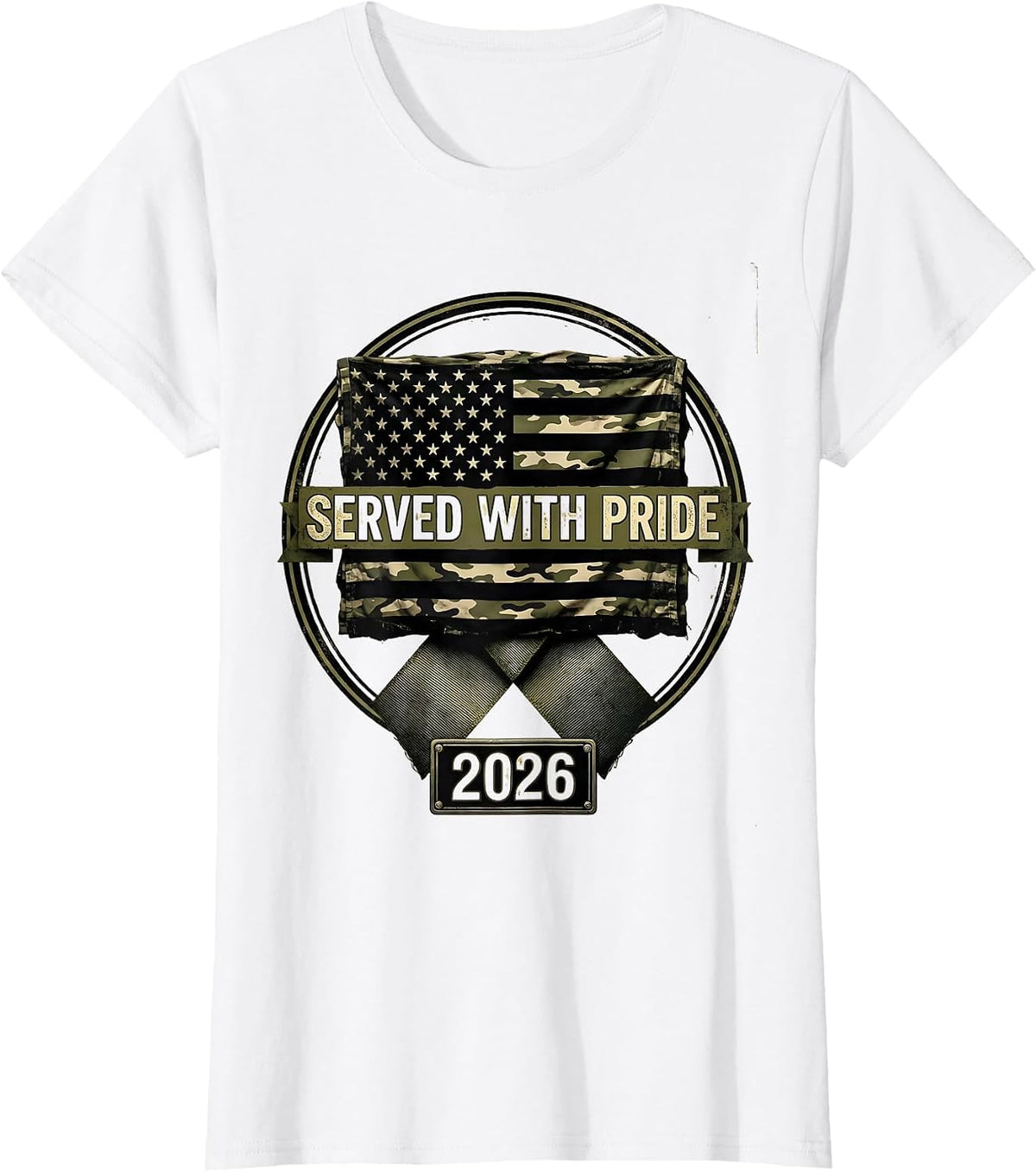 Served With Pride Distressed Military Veteran Patriotic T-Shirt - White