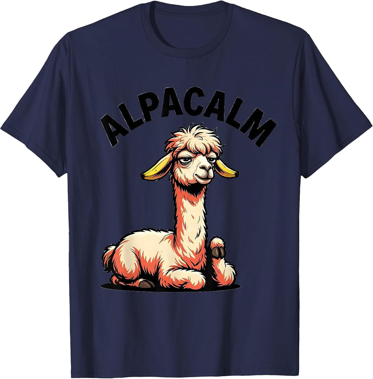 Alpacalm Funny Alpaca Cartoon Llama Lover Gift T-Shirt - Navy Blue