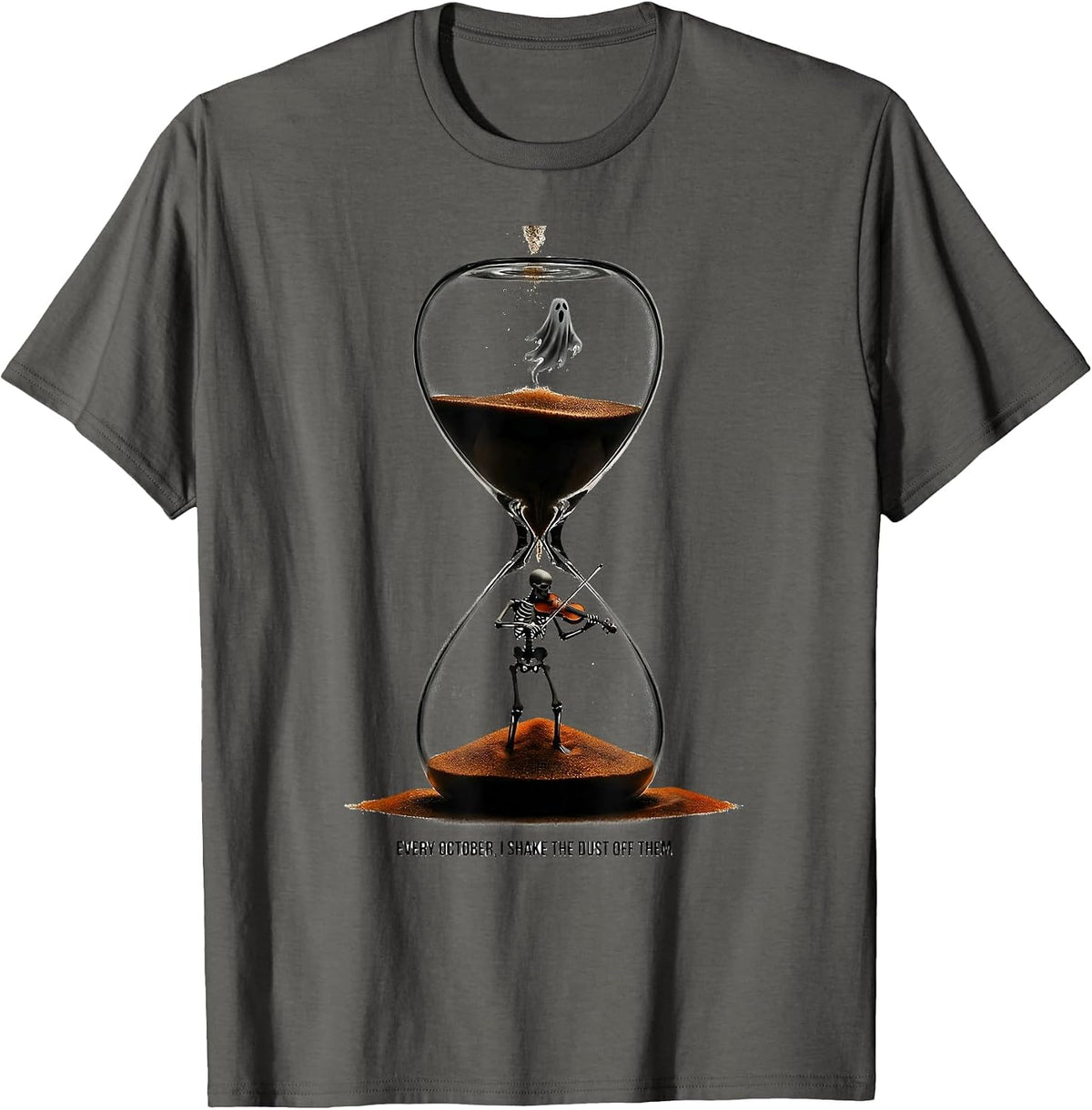 Men's Every October, I Shake The Dust Off Them Music Teacher T-Shirt - Asphalt Grey