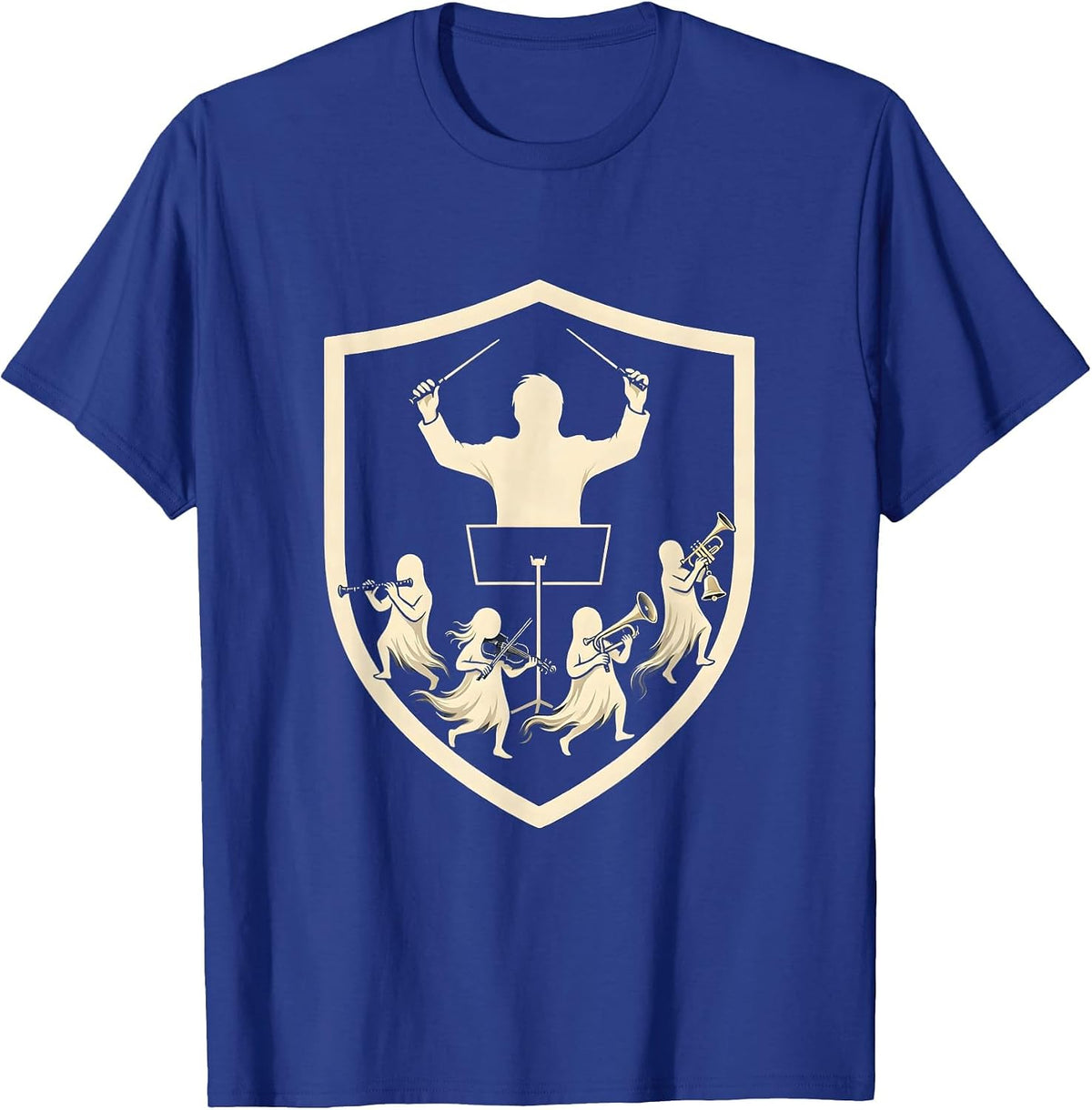 Men's Sealed Shield Ghost Band Music Teacher Halloween Humor T-Shirt - Royal Blue