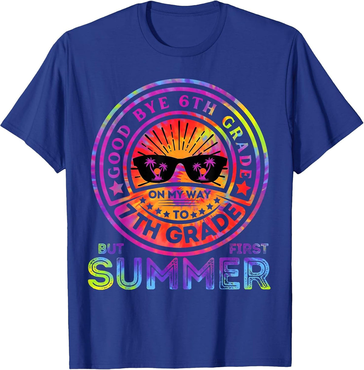 Goodbye 6th Grade Graduation to 7th Grade First Summer Kids T-Shirt - Royal Blue