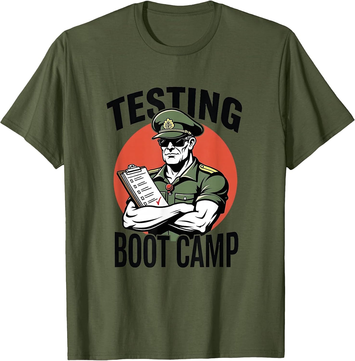 Rock The Test Music Teacher Testing Boot Camp Design T-Shirt - Olive Green