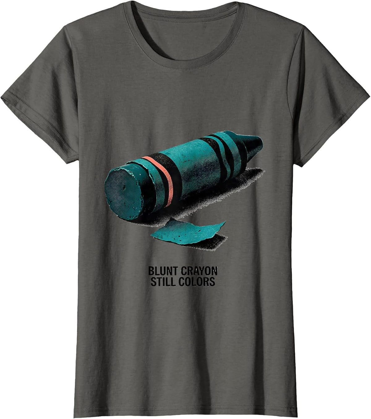 Women's Blunt Crayon Still Colors Screenprint Teacher Mental Health T-Shirt - Asphalt Grey