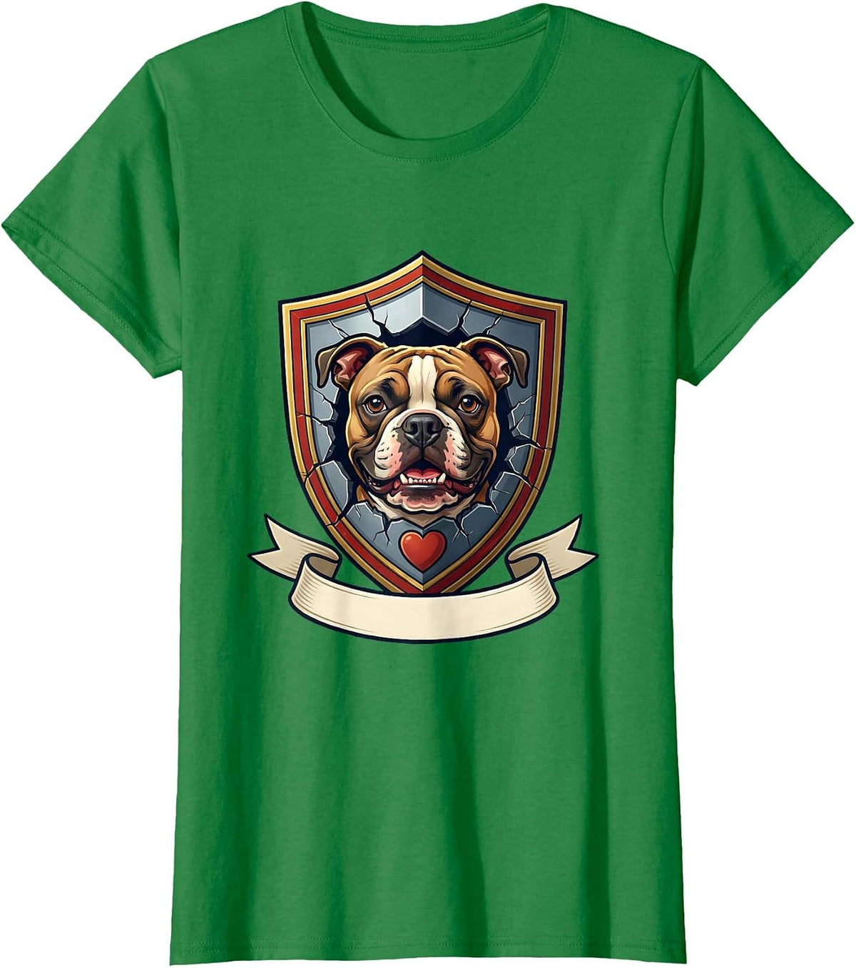 Women's Pittie Crest Pit Bull Dog Lover Mom Humor T-Shirt - Kelly Green