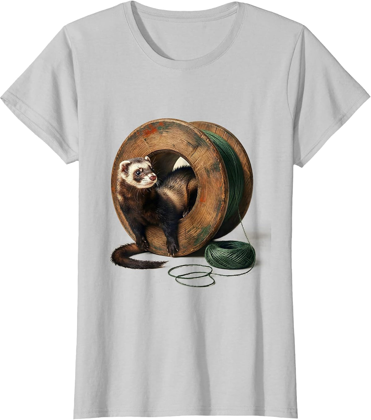 Ferret Through Spool Vintage Ferret Lover Gift T-Shirt - Silver Grey
