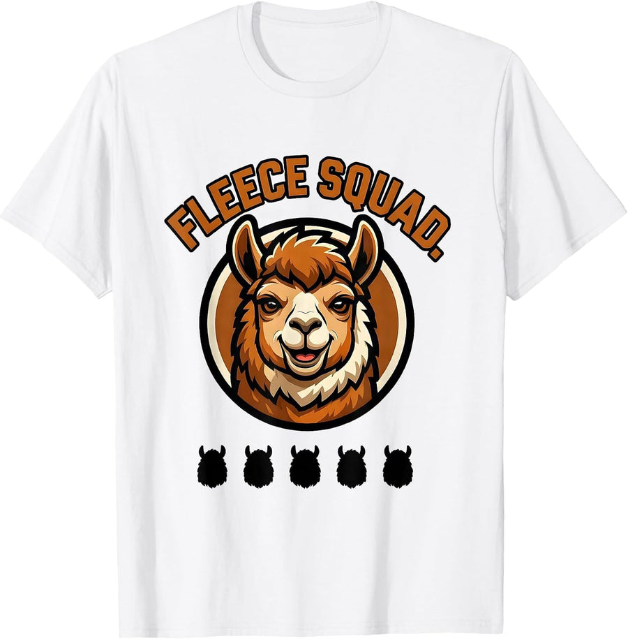 Men's Fleece Squad Bold Alpaca Mascot Funny Novelty Gift T-Shirt - White