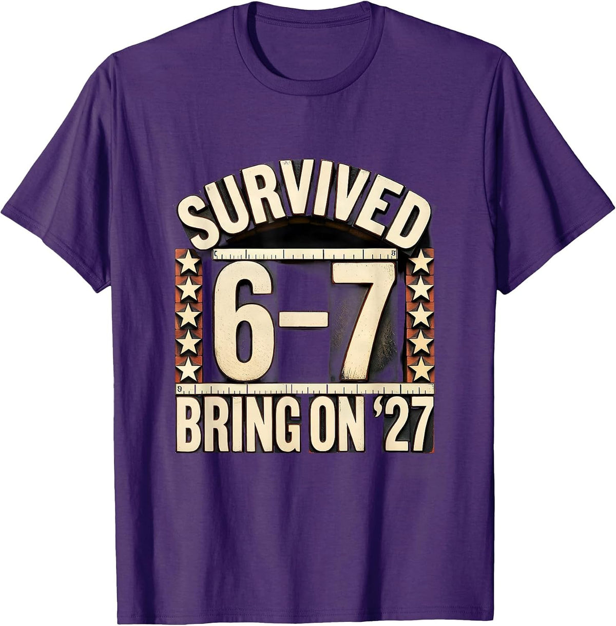 Survived 6-7 Bring On 27 Funny Teacher Reading Meme Humor T-Shirt - Purple