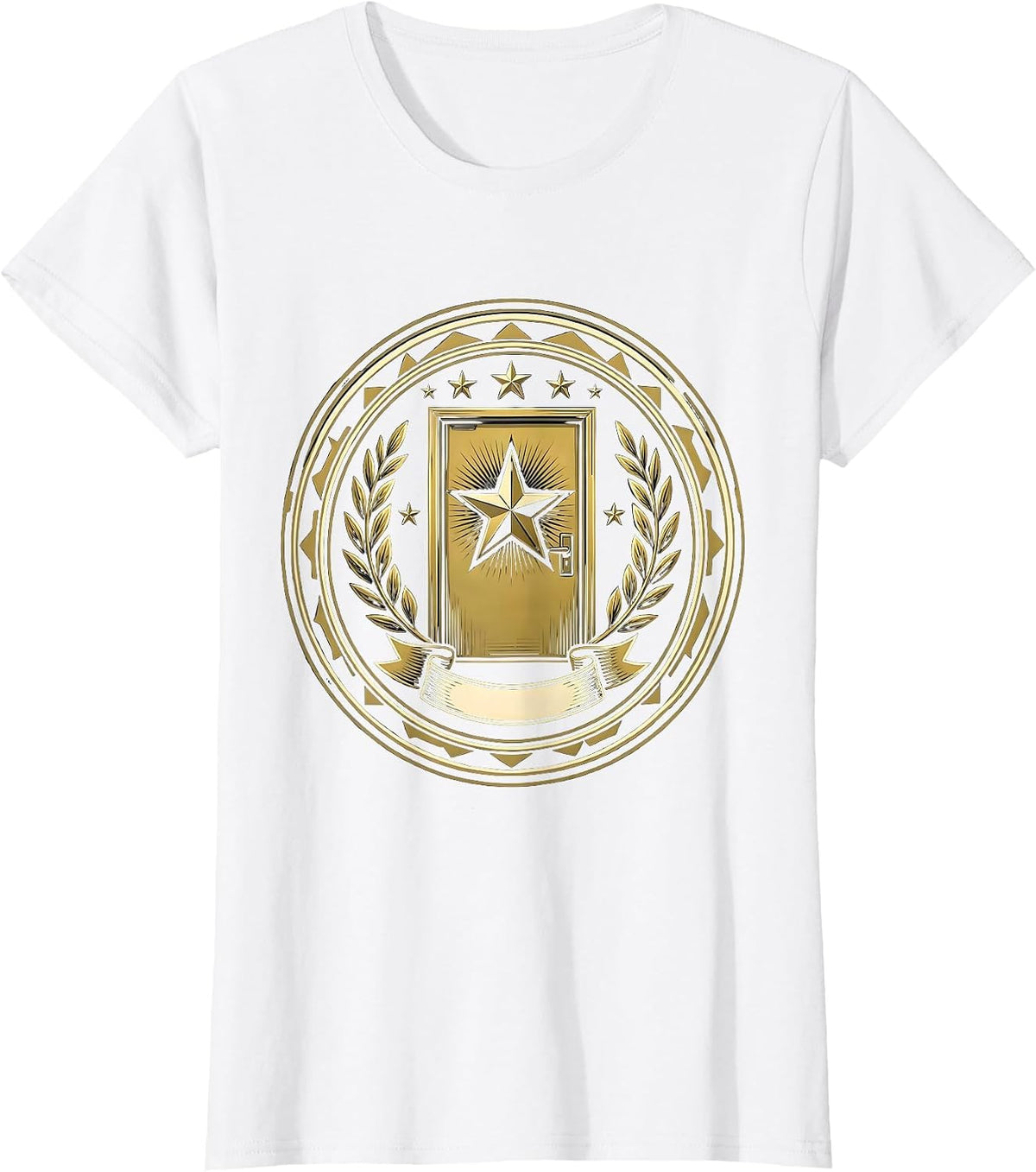 Sped Teacher Gold Star Classroom Door Graphic T-Shirt - White