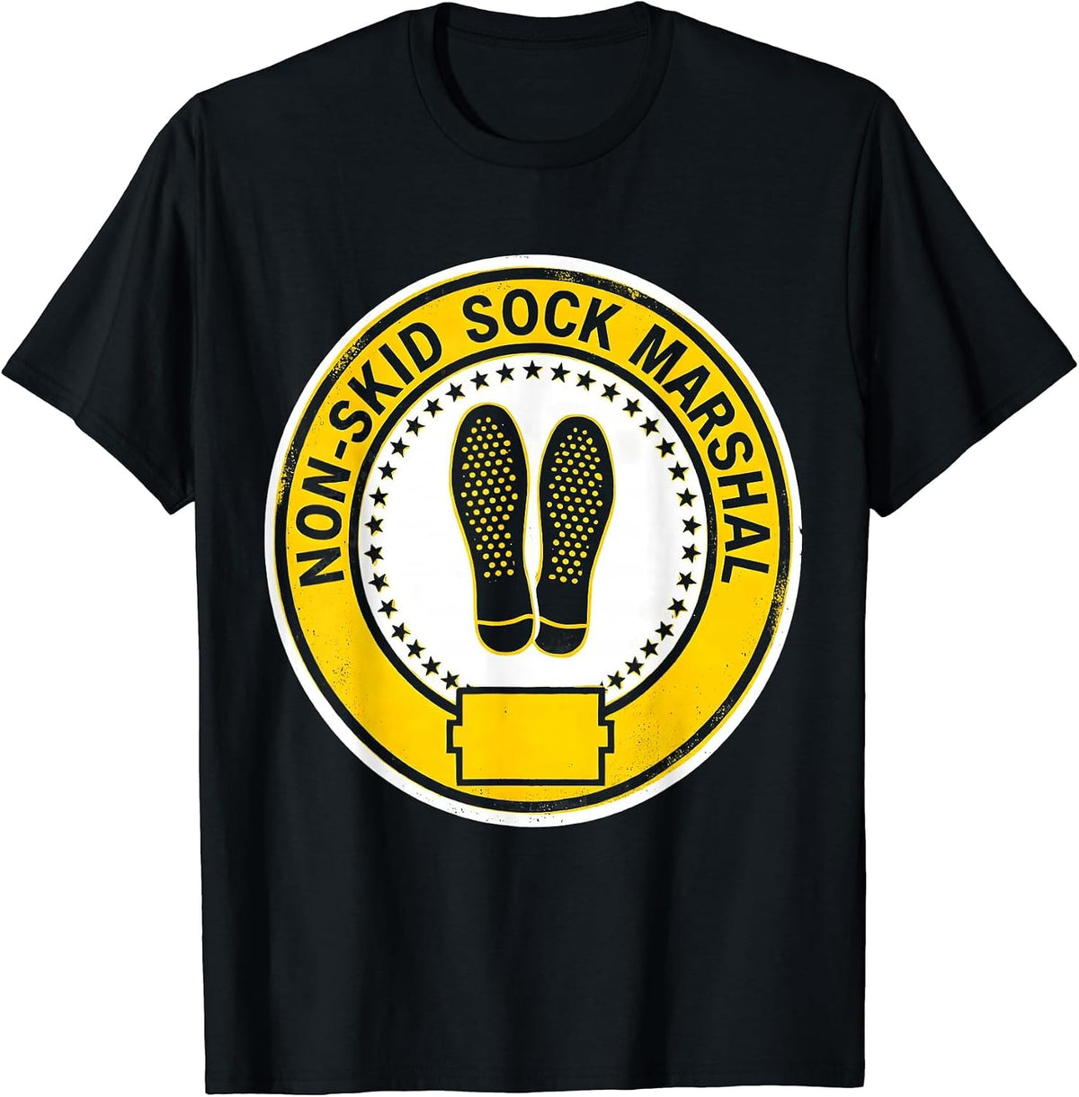 Men's Non-Skid Sock Marshal Funny Nurse Physical Therapy Fall T-Shirt - Black
