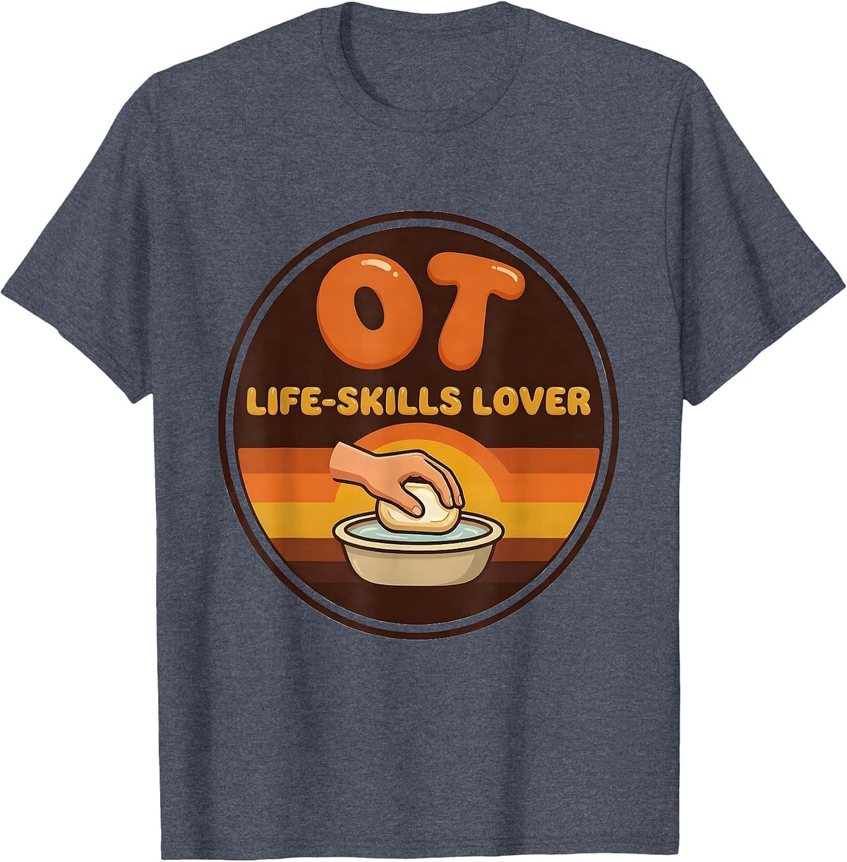 OT, Life-Skills Lover Retro Occupational Therapy T-Shirt - Heather Blue