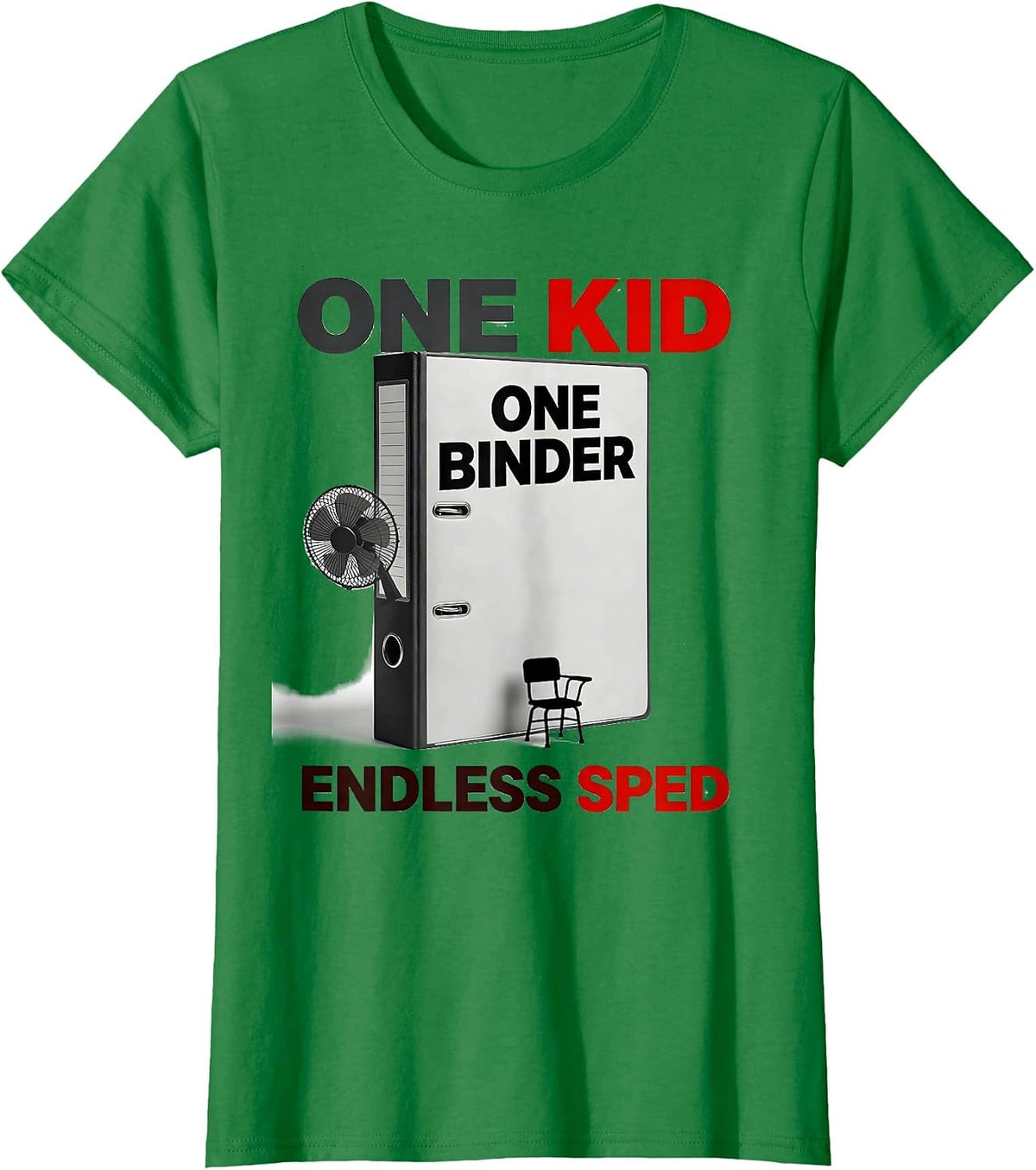 Women's One Kid One Binder Endless SPED Special Education Teacher T-Shirt - Kelly Green