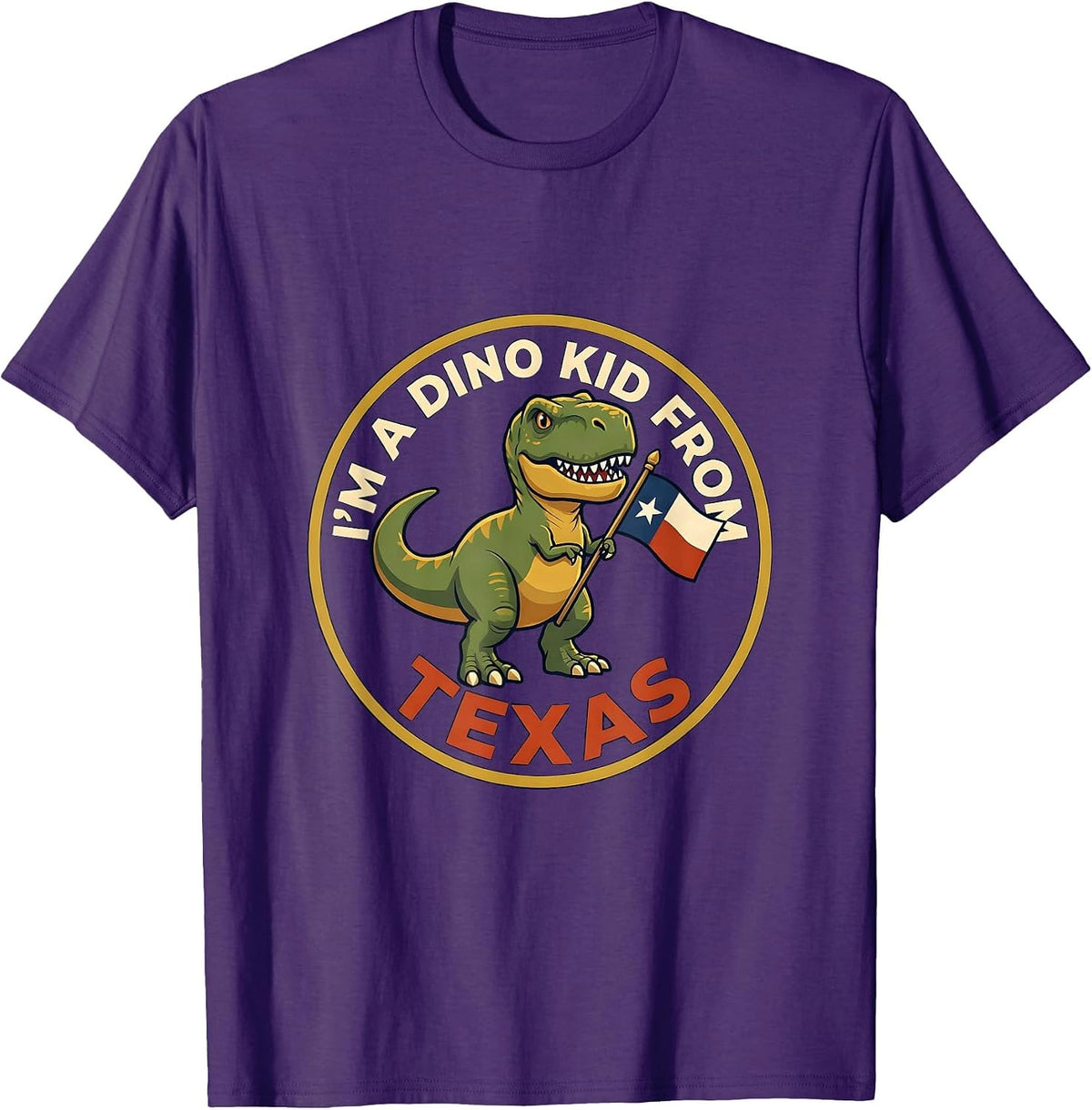 I'm a Dino Kid From Texas Funny Dinosaur Lover Texas Pride T-Shirt - Purple