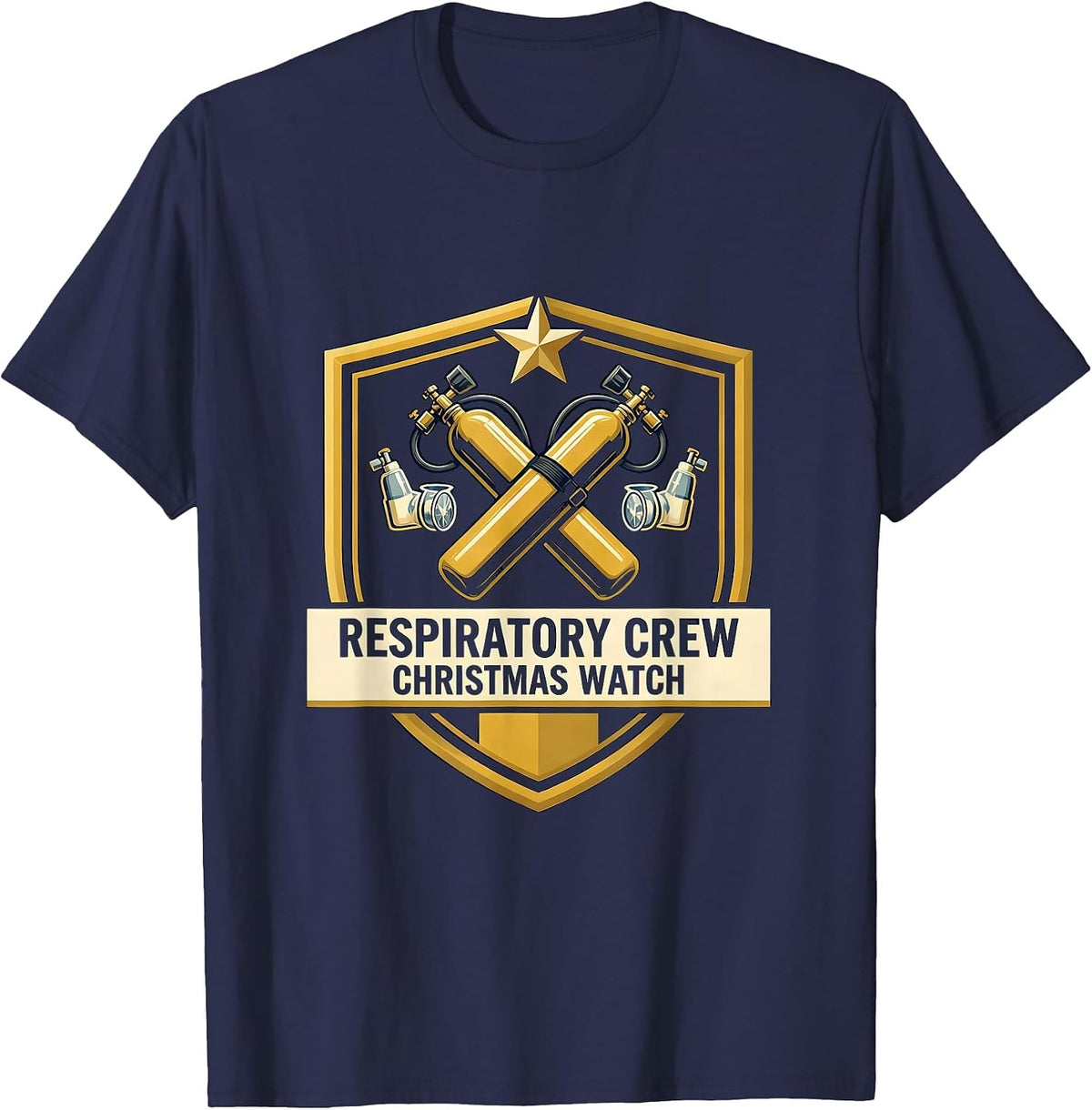 Respiratory Crew Christmas Watch Funny RT Gift T-Shirt - Navy Blue