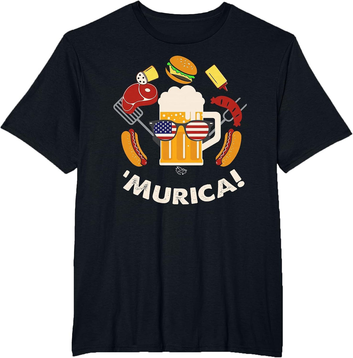 BBQ Beer Murica Shirt - 4th of July Funny Merica t-Shirt T-Shirt - Black