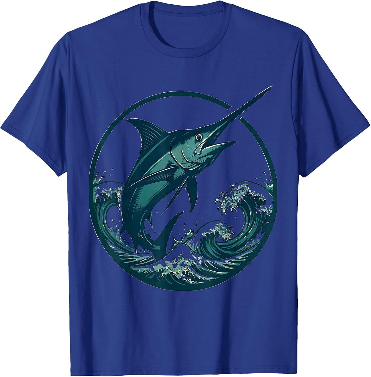 Swordfish Leaping Ocean Wave Gulf of Mexico T-Shirt - Royal Blue