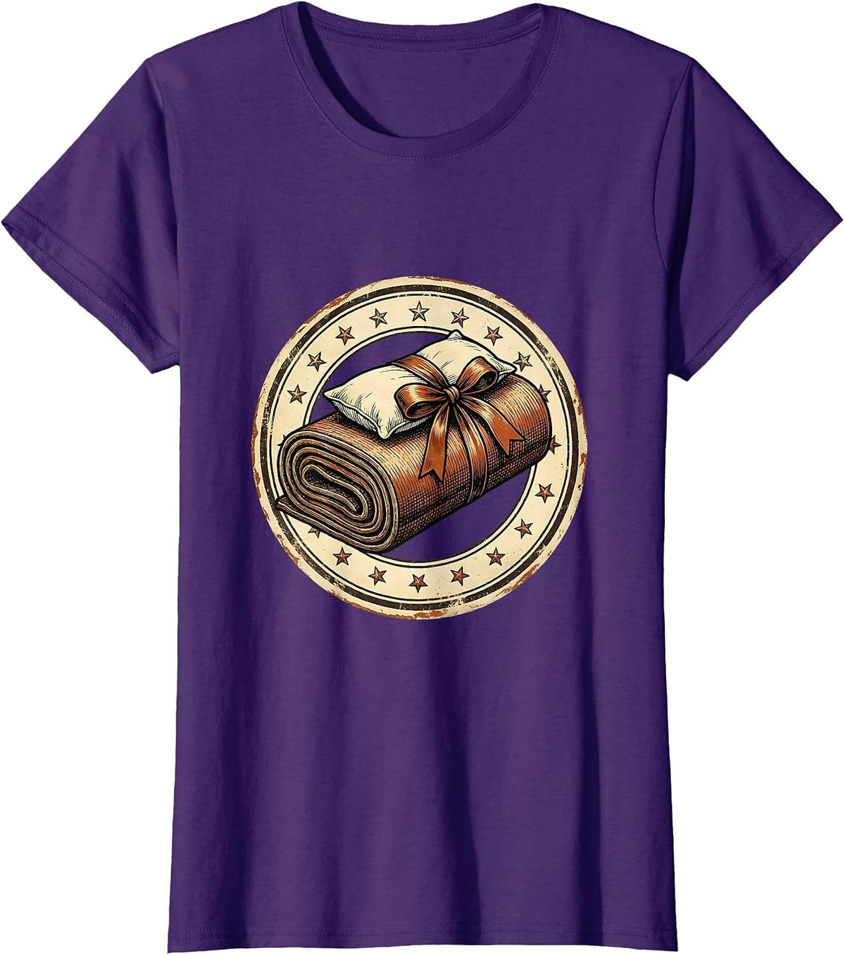 Women's Preschool Teacher Nap Mat Rolled Up Graphic T-Shirt - Purple