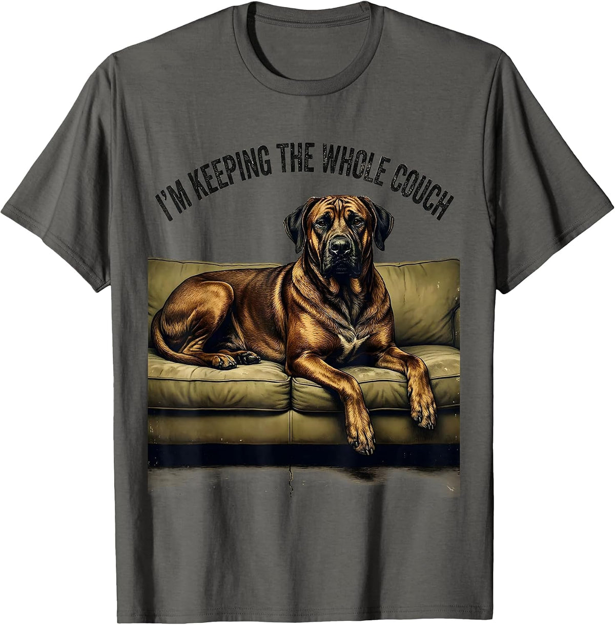 Men's I’m Keeping The Whole Couch Vintage Rhodesian Ridgeback Dog T-Shirt - Asphalt Grey