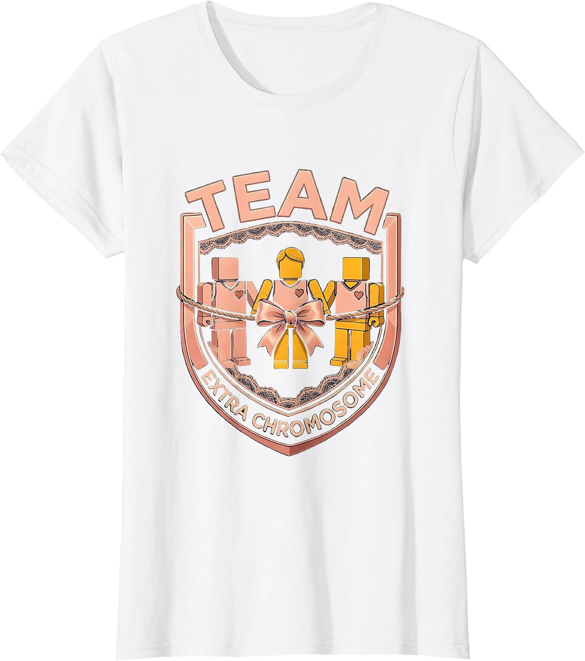 Women's Team Extra Chromosome Uplifting Down Syndrome Awareness T-Shirt - White