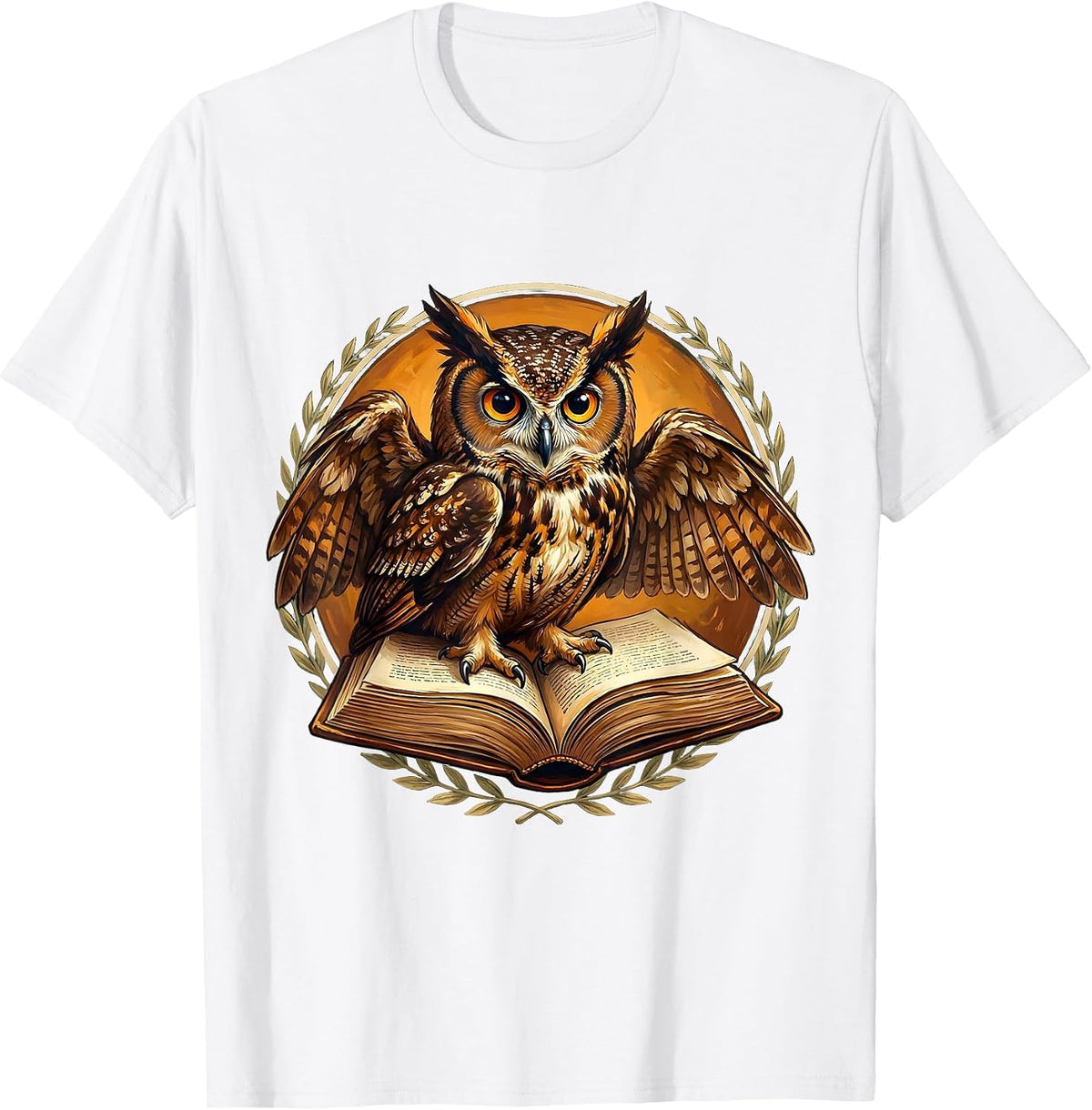 Owl on Textbook Teacher Life Graphic Design T-Shirt - White