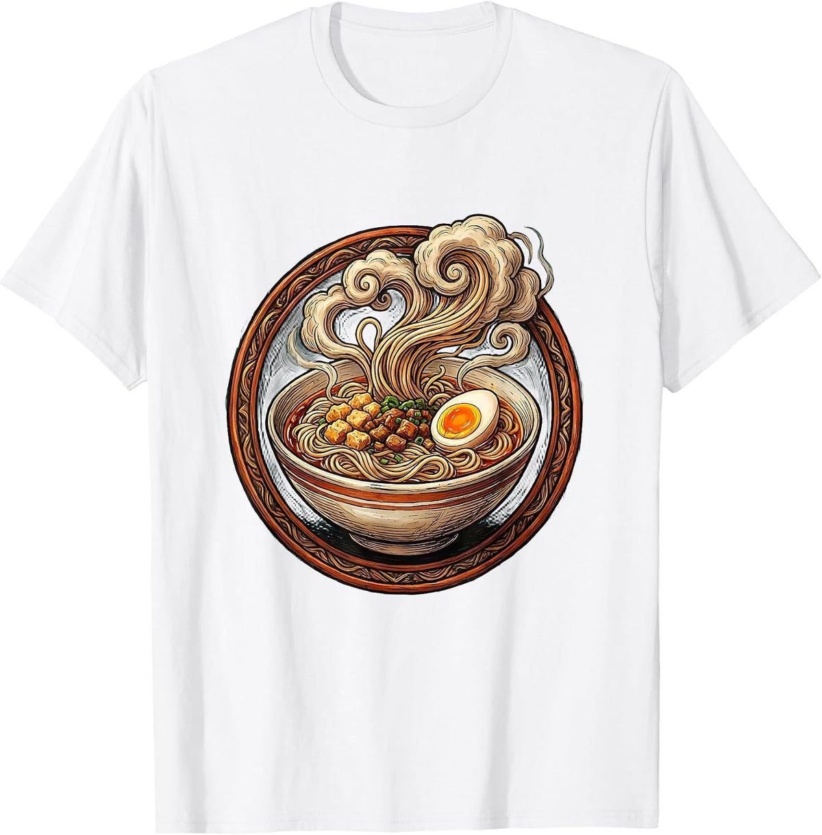 Men's Homebody Ramen Bowl Steaming Noodles Graphic T-Shirt - White
