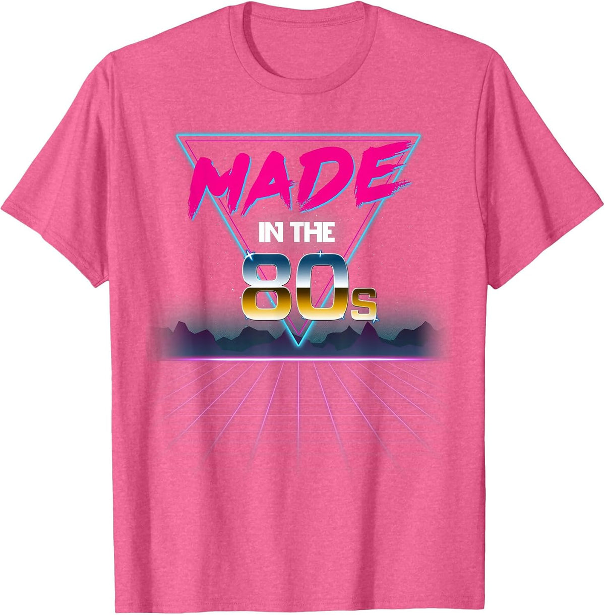 Made in The 80s Retro 80's Grid T-Shirt T-Shirt - Pink Heather