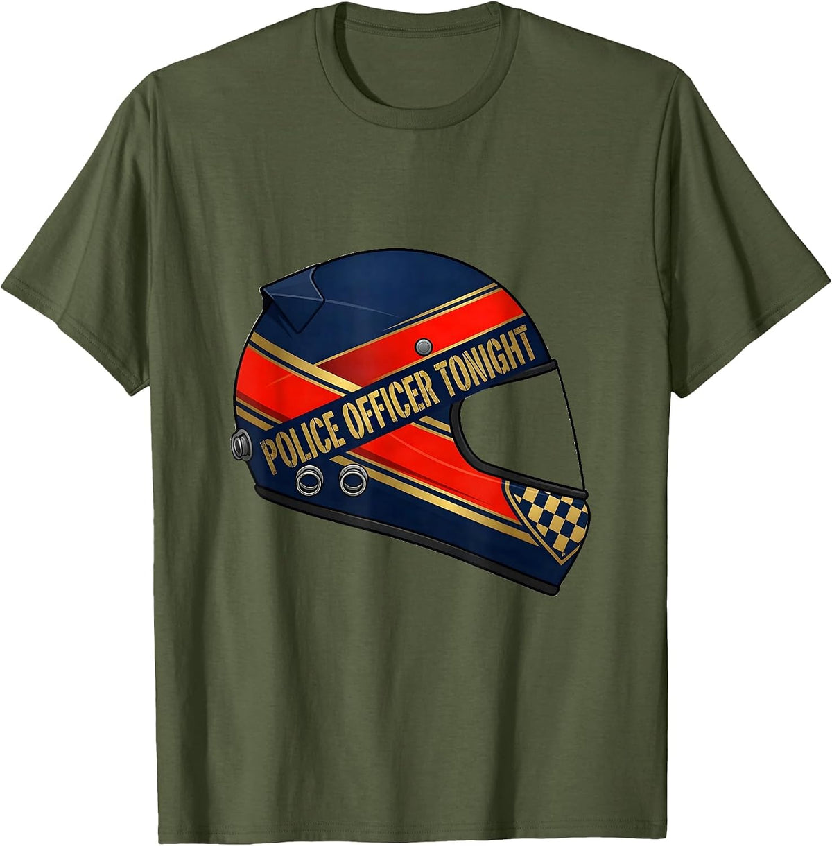 Men's Police Officer Tonight Racing Livery Halloween Costume T-Shirt - Olive Green