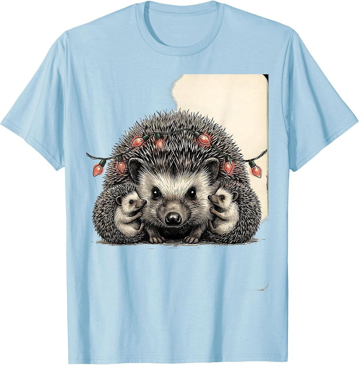 Men's Hedgehog Family Cute Christmas Animal Lover Holiday T-Shirt - Baby Blue