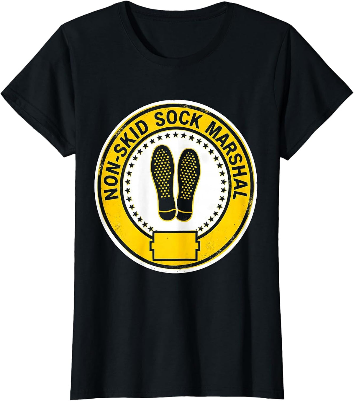 Women's Non-Skid Sock Marshal Funny Nurse Physical Therapy Fall T-Shirt - Black