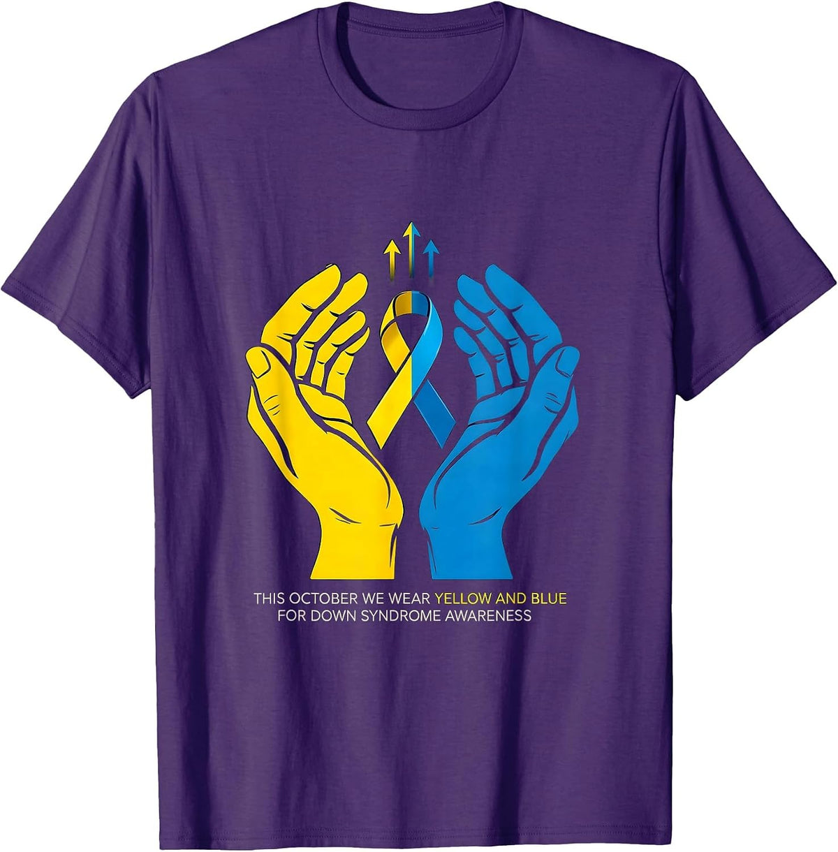 This October We Wear Yellow Blue Down Syndrome Awareness T-Shirt - Purple