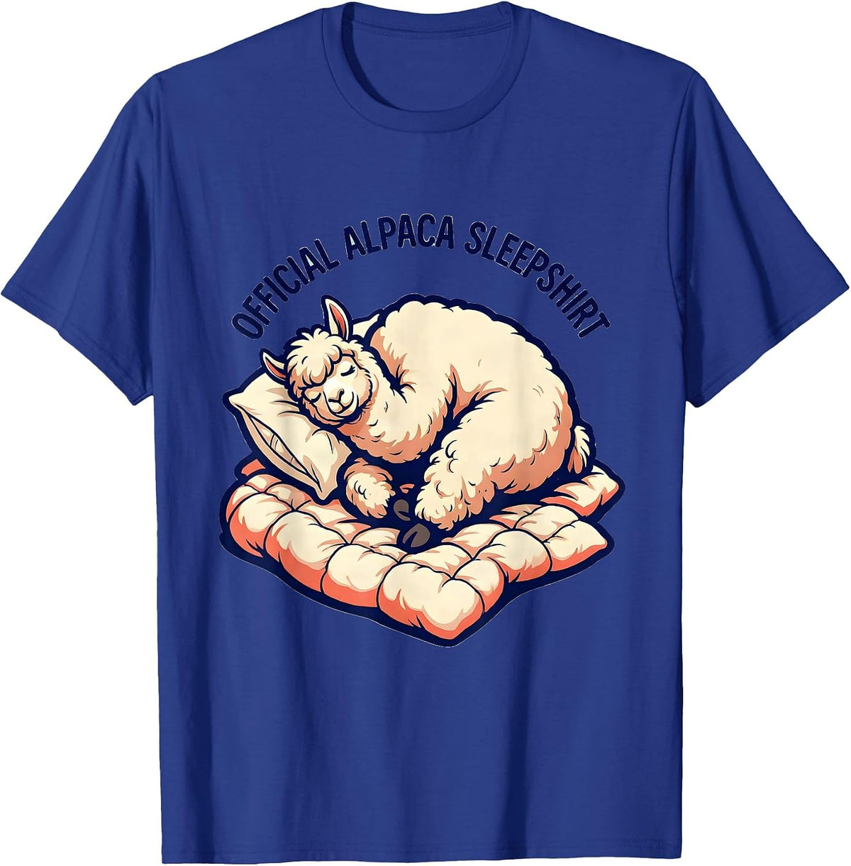 Men's Official Alpaca Sleepshirt Cute Cartoon Animal Lover Gift T-Shirt - Royal Blue