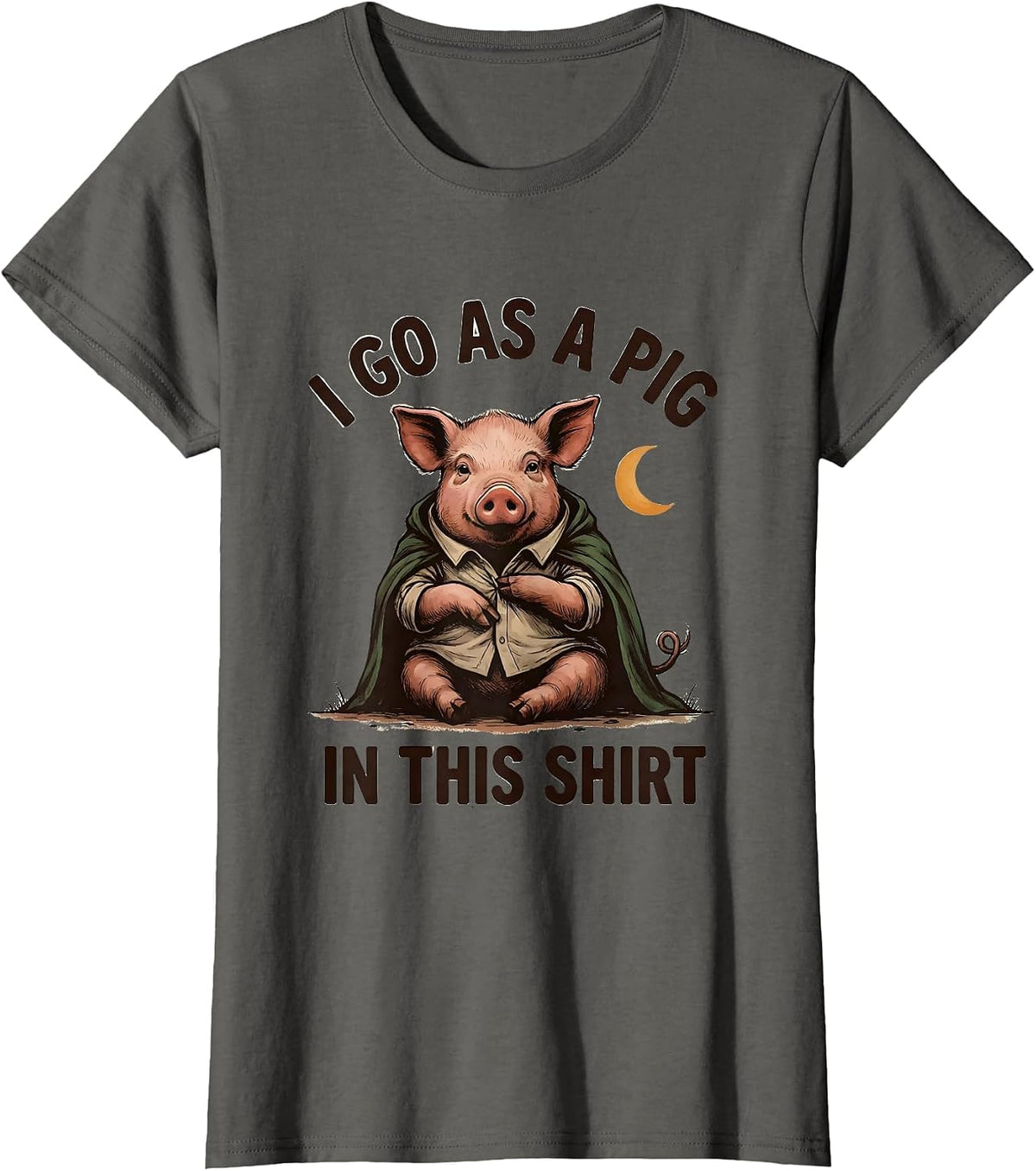 Women's I Go As A Pig In This Shirt Funny Pig Lover Halloween T-Shirt - Asphalt Grey
